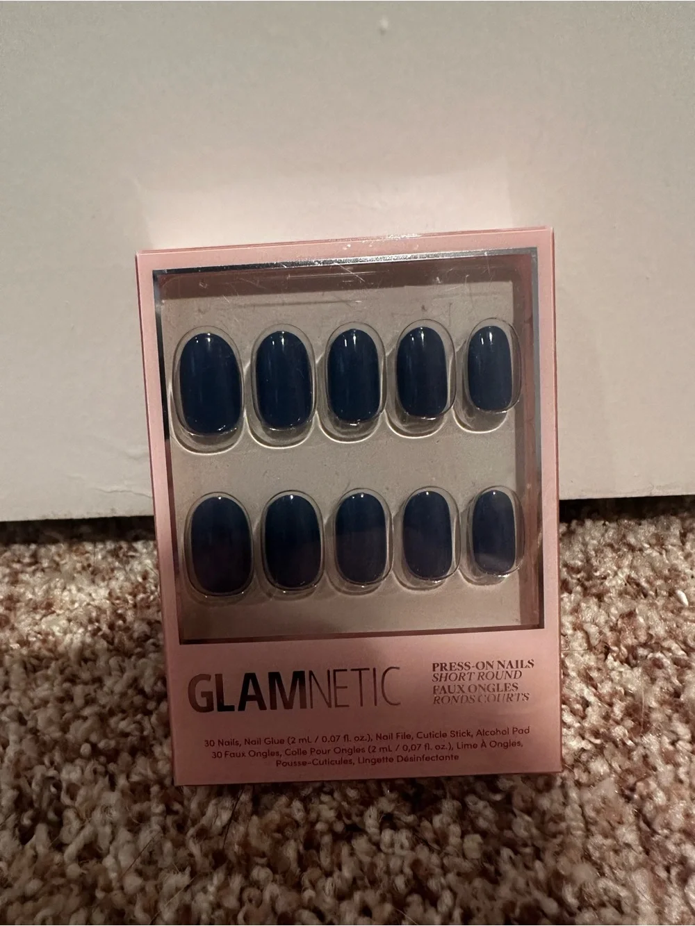 Glamnetic Short Round Regal Blue Glue On Nails